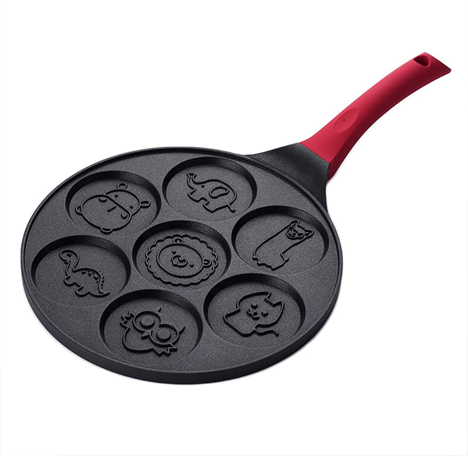Non-Stick Pancake Pot, Frying Pan For Pancakes, Classic Smiley Mini Pancake Pan, Omelette Pan For Children, Non-Stick Pancake Frying Pan With 7 Animal Shapes