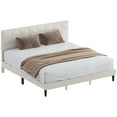 thumbnail image 1 of HOMCOM King Bed Frame with Upholstered Headboard Platform Bed Frame Cream, 1 of 8