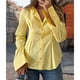 thumbnail image 5 of Camisas de Vestir de Larga con Botones para Mujer, Sin Arrugas, con Cuello, para el Trabajo o la Oficina, Blusas Lisas, Tops Tipo Corsé Amarillo L, 5 of 9