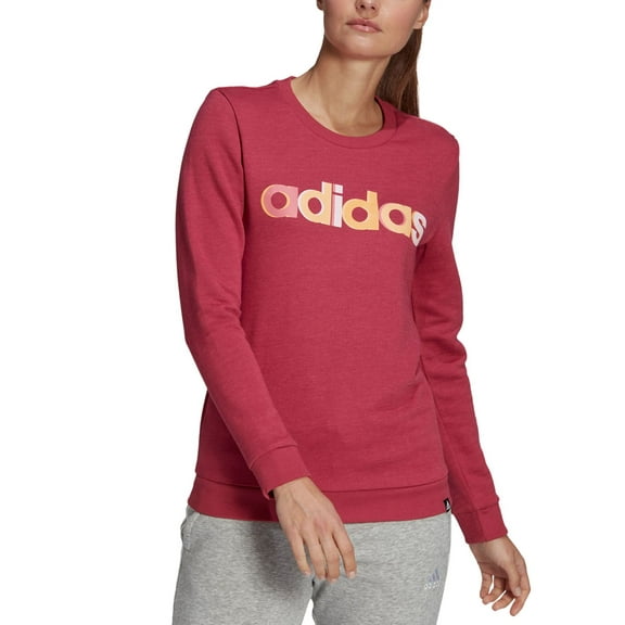 adidas Womens Multi-Color Logo Long Sleeve Top,Wild Pink,X-Small