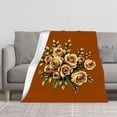 thumbnail image 2 of Elegant Beige and Light Brown Floral Pattern Flannel Blanket - Soft Cozy Durable for Sofa Travel Bed and Chair, 2 of 7