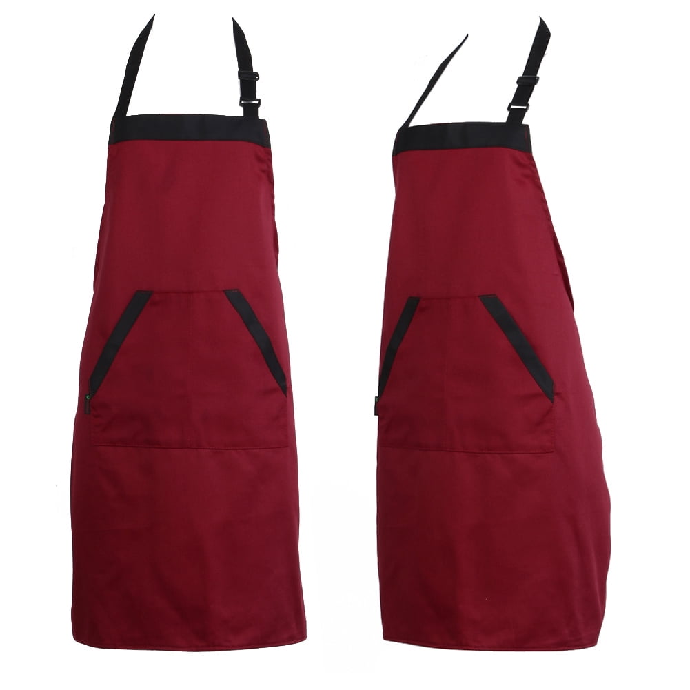 Clairlio Unisex Halterneck Apron with 2 Pockets Chef Waiter Kitchen Cook  Red Tool