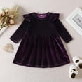 thumbnail image 2 of Edvintorg Baby Girls Dress Sweet Long Sleeve Round Neck Flock Macrame Solid Color Princess Dress Birthday Dress for Girls 9Months-5Years Infant Children Clothes, 2 of 4