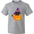 thumbnail image 3 of Inktastic Black Cat, Pumpkin, Cat With Witch Hat, Halloween Youth T-Shirt, 3 of 5
