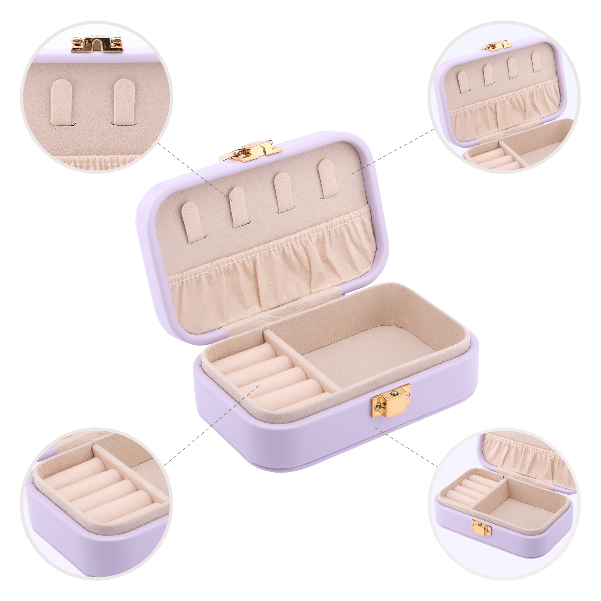 Unique Bargains Mini PU Leather Jewelry Box Jewelry Organizer Case Purple