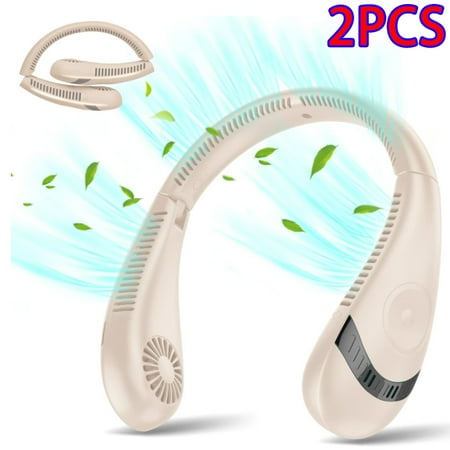 

Lishuaiier 2pcs Rechargeable Hands Free Neck Fan with 3 Speeds 5000mAh Bladeless Folding Fan 360° Cooling Portable Personal Fan 80 Air Vents for Travel Outdoor Home Office School Camping (Pink)