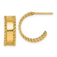 thumbnail image 1 of Diamond2Deal 14k Yellow Gold Polished with Rope Edge J-Hoop Earrings for Women, 1 of 3