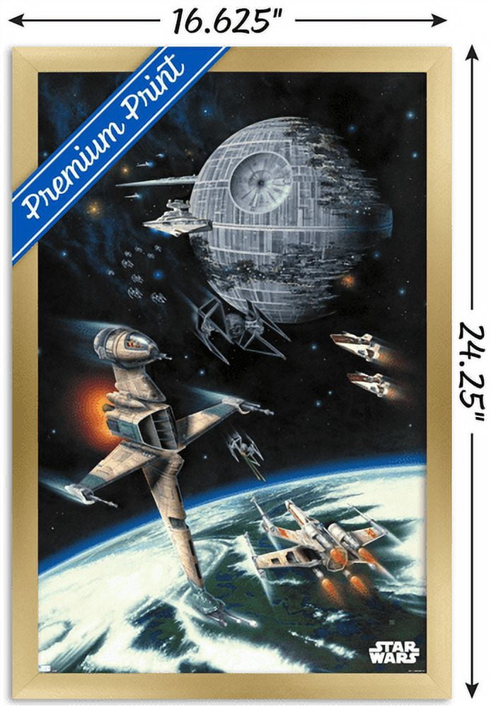Star Wars: Return of the Jedi - Space Battle Wall Poster, 14.725" x 22.375", Framed