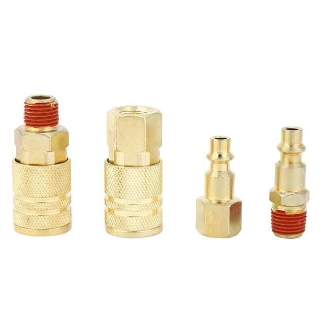 NPT 1/4 Inch 12-Piece Pneumatic Quick Connect Set: Rust-Resistant Brass-Plated Iron Couplers with Sealing Coating, Easy Plug/Unplug, Transparent Storage Box - Includes 6 Male, 4 Female, 1 Female
