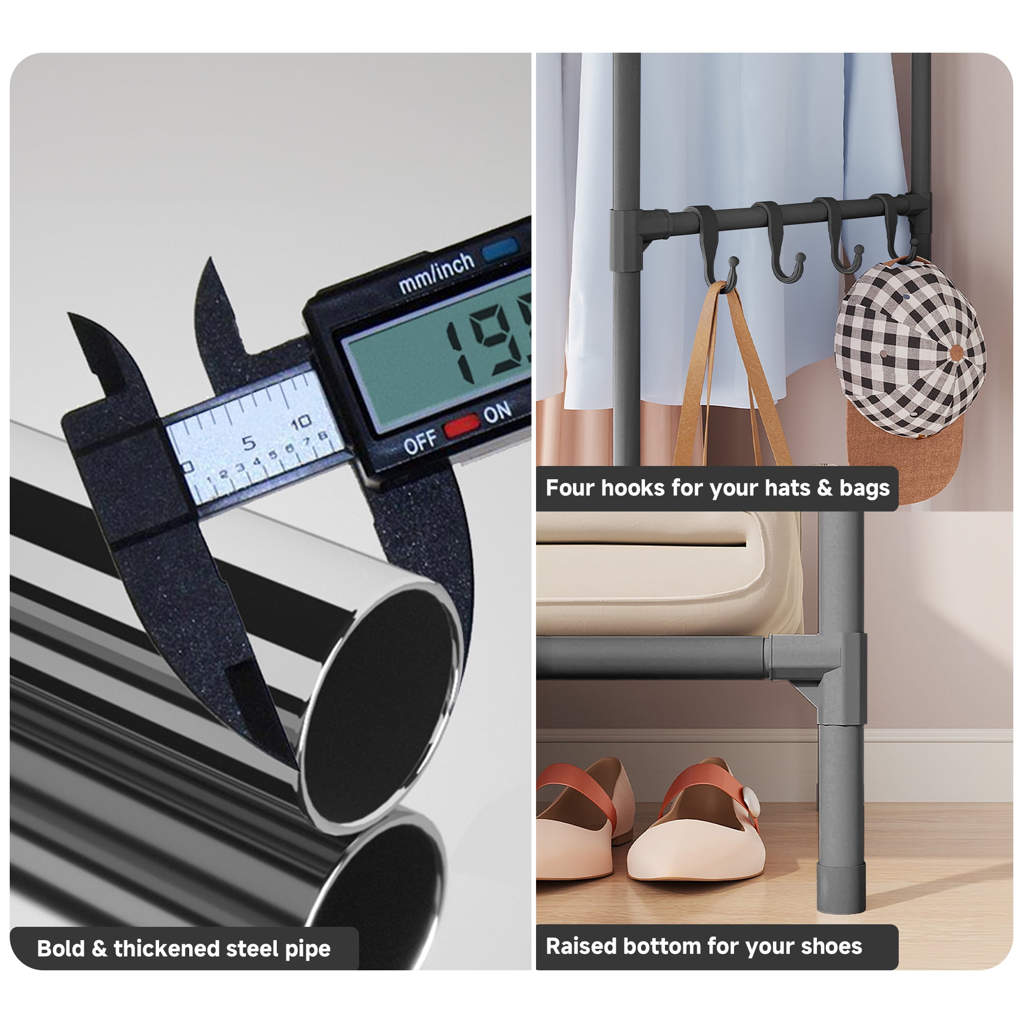 Portable Closet, Brochao Portable Wardrobe with 4 Storage Closet, Clothes Storage Cabinet with Curtain, for Living Room, Bedroom, Clothes Room, Black