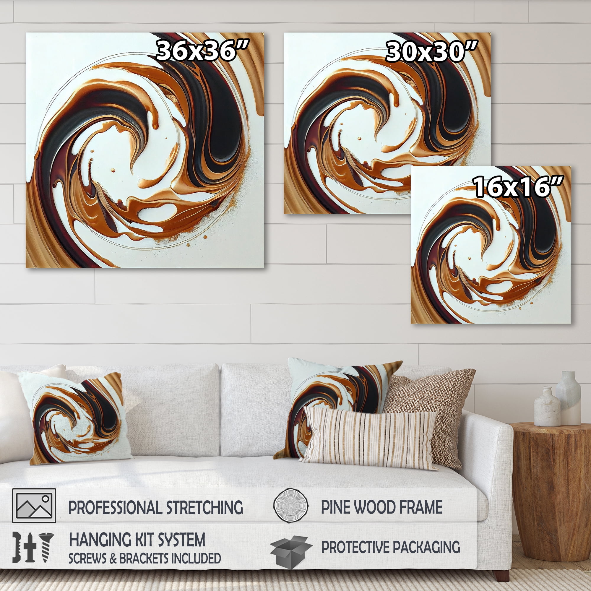 Designart White And Gold Bold Movement III Canvas Wall Art