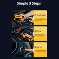 thumbnail image 3 of 14.8V Portable Lithium Battery Emergency Jump Starter & Air Pump Combo - 10000mAh Power Bank with 600A Peak Current, 150PSI Tire Inflator, LED Light, Multiple Modes - Yellow & Black ST-9630Pro, 3 of 6