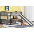 thumbnail image 4 of JERFIT Full-Over-Full Bunk Bed with Slide, Low Profile Design with Safety Guardrails and Ladder, Solid Wood Frame, Gray Finish, 4 of 10