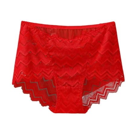 Scyoekwg Womens Underwear Stretchy High Waisted Underwear Lace Tight Comfort Hipster Panties Bikini Underwear Briefs(Red L)