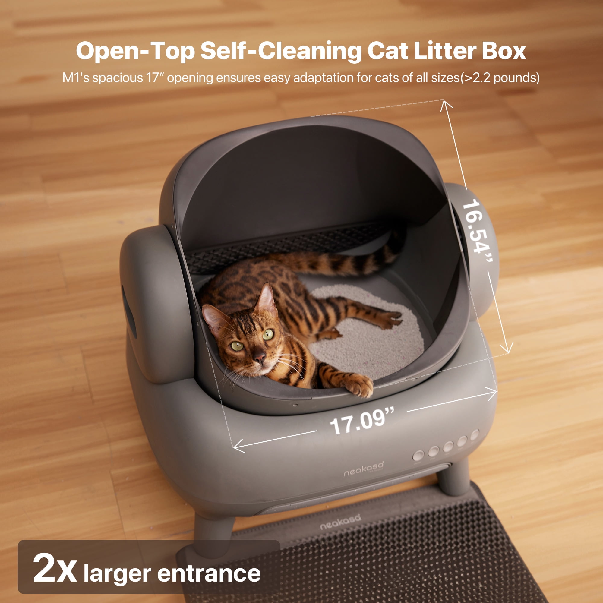 Neakasa M1 Plus Self-Cleaning Litter Box & Step Stool Bundle – Odor-Free Automatic Waste Disposal with Sensor, Easy Clean Tray, Includes Trash Bags for Cats