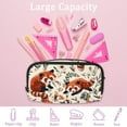 thumbnail image 4 of PhooArto Pencil Case, Red Pandas Daisy Flowers Pattern Large Capacity Pencil Pouch Stationery Pen Bag, 4 of 7