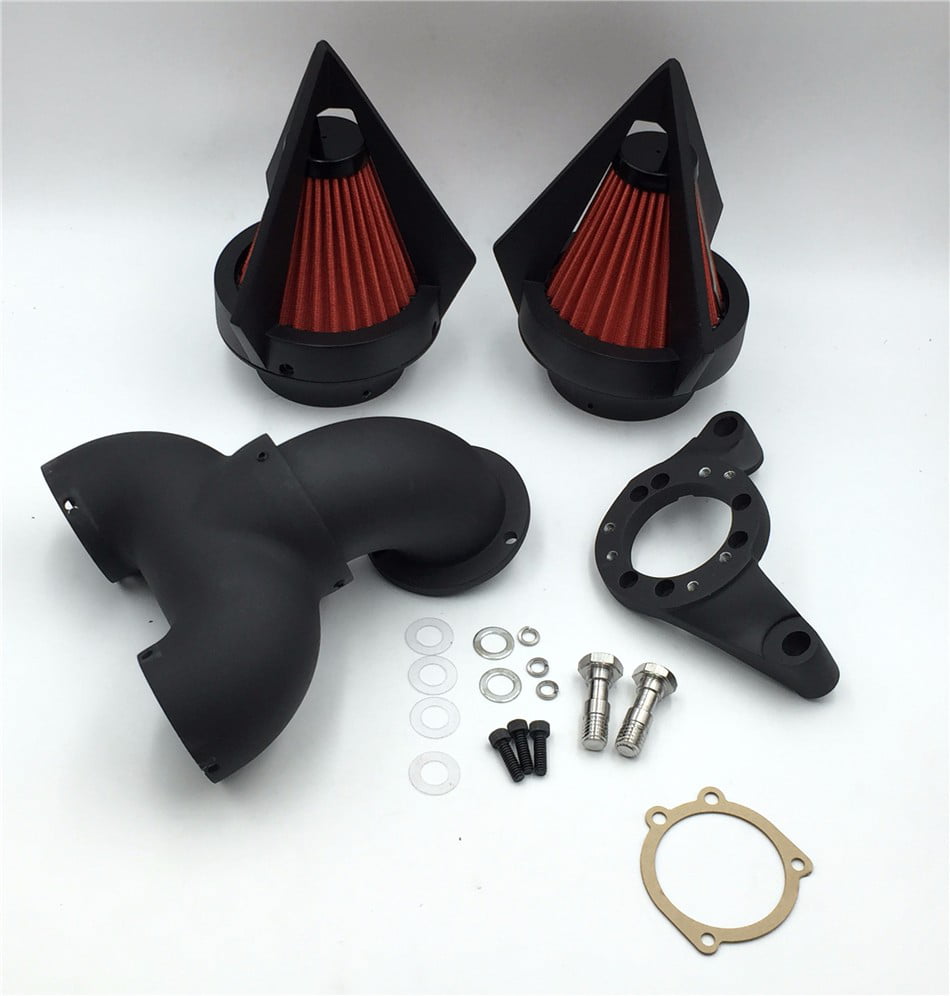 Black Double Triangle SPIKE AIR CLEANER FOR HARLEY CV CARB DELPHI V-TWIN