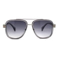 thumbnail image 2 of Mens Luxury Double Rim Fashion Racer Rectangle Sunglasses Slate Silver - Smoke, 2 of 4