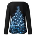 thumbnail image 5 of Blusa de manga larga con cuello redondo y estampado de árbol de Navidad para mujer Pompotops  FGAJ12657, 5 of 5
