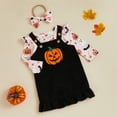 thumbnail image 2 of Baby Girls Halloween Outfits Pumpkin Long Sleeve Romper Bodysuit and Corduroy Suspender Skirt Overall Dress Set Newborn Fall Clothes, 2 of 8