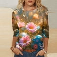 thumbnail image 2 of BiZtdJrK Womens 3/4 Length Sleeve Tops Casual Loose Fit Crewneck T Shirts Cute Rabbit Graphic Tees Shirt 2025 Easter Holiday Outfits Multicolor XXL Weekly Sale, 2 of 6