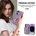 thumbnail image 3 of Mantto Crossbody Wallet Case for iPhone 16 (6.1 inch),Premium PU Leather Metal Buckle Large Capacity Zipper Pocket Card Holder Shockproof Kickstand Phone Case with Shoulder Strap,Purple, 3 of 8