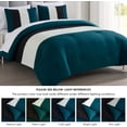 thumbnail image 5 of Chezmoi Collection Briar 7-Piece California King Bed in a Bag Comforter Set with Sheets - Lightweight Comforter Teal Black White Luxury Pleated Stripe Bedding Set for All Season, 5 of 9