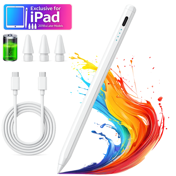 NIUTA® Stylus Pen for iPad, Rechargeable Universal Stylus Pen for Touch Screens, Capacitive iPad Pen for iPhone & Cell Phone, Type-C Charging, Battery Display, Magnetic Design, 3 POM Tips