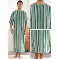 thumbnail image 5 of Unique Bargains Men's Striped Nightshirts Short Sleeves Button Down Stripes Nightgown XL Green Gray, 5 of 6