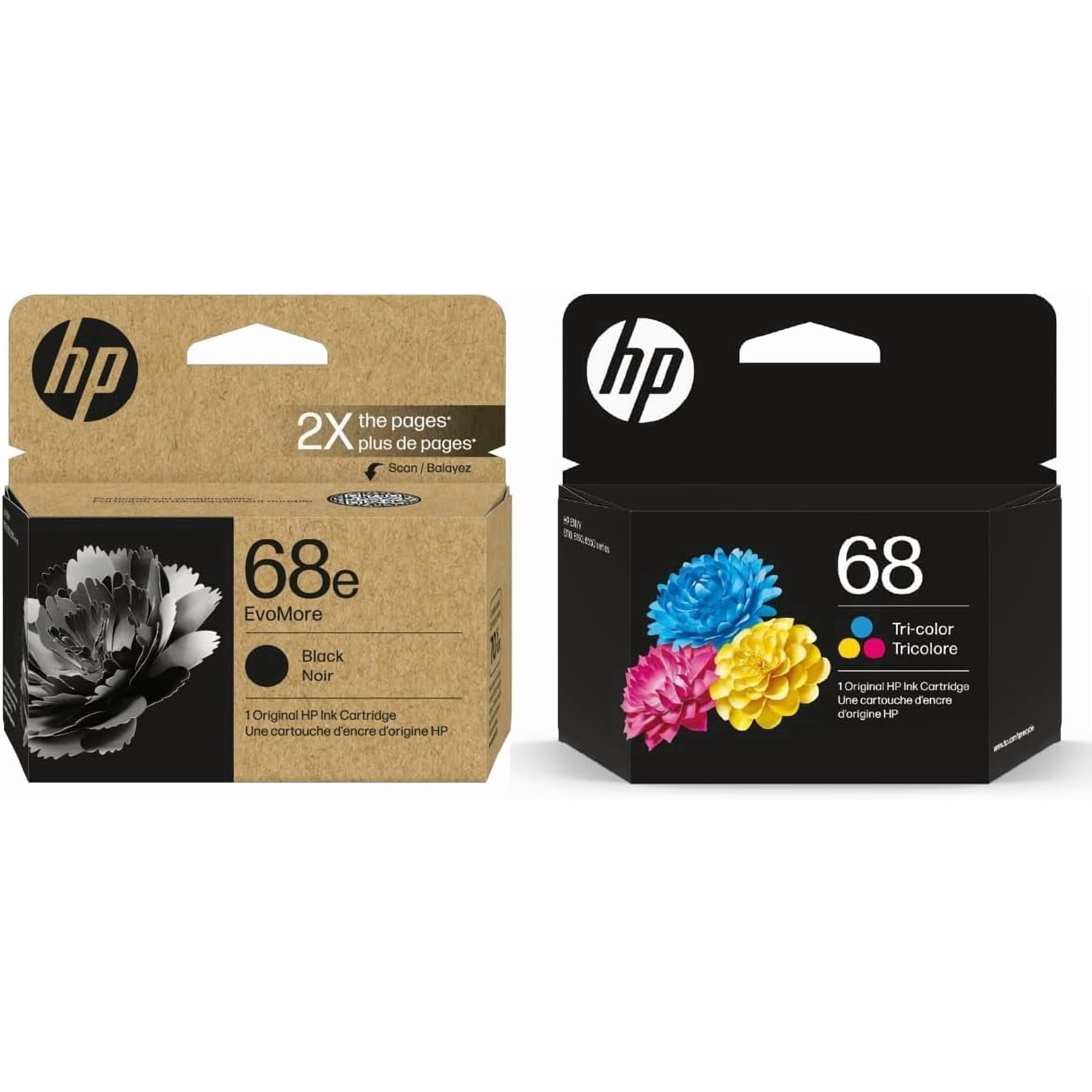 HP Original 68e EvoMore High Yield Black/68 Tri-Color Ink Cartridges (2-Pack) Works Envy 6152e, 6155e, 6552e, 6555e, 6558e Sold without manufacturer warranty