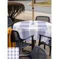 thumbnail image 5 of Outdoor Tablecloth with Umbrella Hole and Zipper, Purple Plaid Waterproof Patio Tablecloth for Dining 60''x60'', Spring Summer Farmhouse Buffalo Checkered Wipeable Table Cover for Picnic BBQ Party, 5 of 9