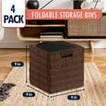 thumbnail image 3 of Ornavo Home Wicker Storage Cubes Bin, 9 Inch Storage Shelf Basket Collapsible Natural Hand Woven Paper Storage Cube Bin with Handles - Set of 4, Brown, 3 of 7