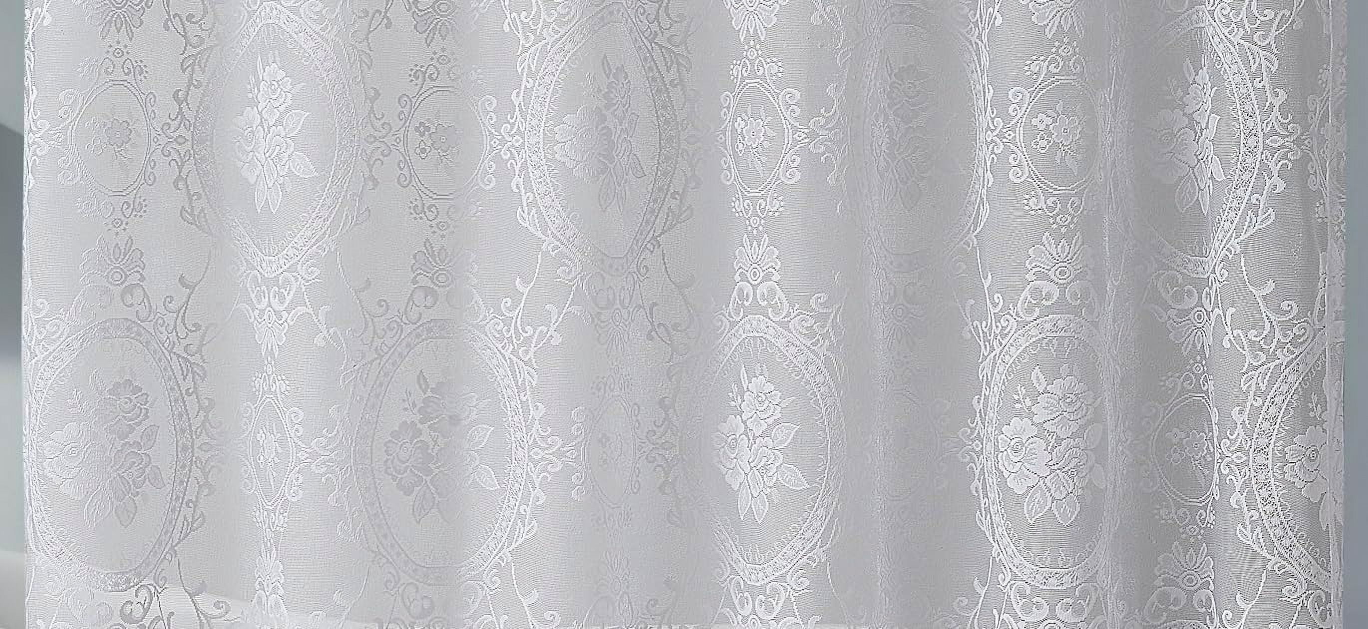 84 Inch White Gothic Vintage Shower Curtain with Matching Valance. SH White 84