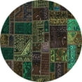 thumbnail image 1 of Ahgly Company Indoor Round Oriental Turquoise Blue Modern Area Rugs, 8' Round, 1 of 4