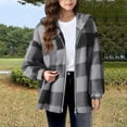 thumbnail image 2 of YunPes Girls Flannel Plaid Jacket Fleece Sherpa Zipper Hooded Jackets Kids Long Sleeve School Winter Warm Outwear with Pockets, 2 of 7