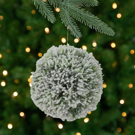 Northlight 6 White and Green Frosted Pine Christmas Ball Ornament