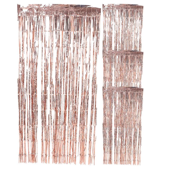 Rose Gold Foil Fringe Curtain for Party Decorations Metallic Backdrop for Wedding Photo Booth 4pcs