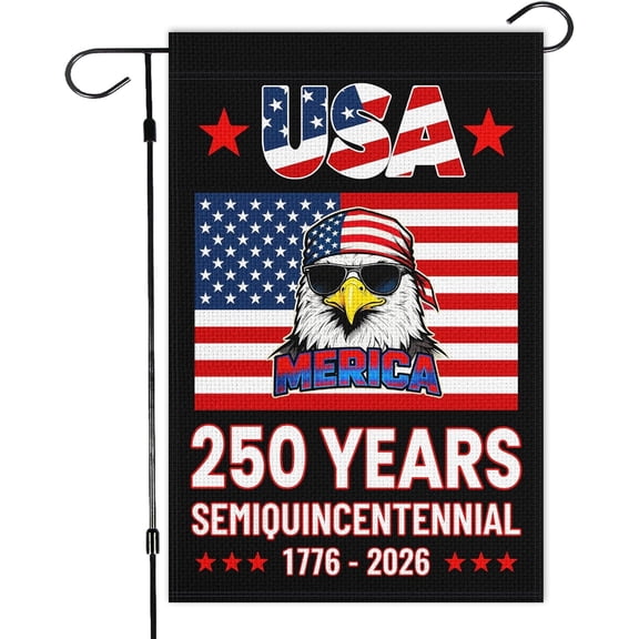 250th Anniversary Patriotic Garden Flag 12X18 Inch Burlap Flags for Yard Outdoor Home Decor (Flagpole Not Included)