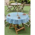 thumbnail image 4 of Outdoor Tablecloths with Umbrella Hole & Zipper, Blue Leaves Round Tablecloths 60 Inch, Summer Botanical Pastoral Waterproof Table Cloth, Patio/Pool/Picnic Table Covers, 4 of 8