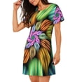 thumbnail image 2 of Naloa Hippie Style Print Women Nightgowns,Womens Loungewear,Short Sleeve Sleepwear,Comfy Ladies Nightdress, 2 of 6