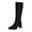 Black, variant on LEAVINGSUO Knee-High Boots for Women Versatile Pointed Toe Side Zipper Mid-Heel Comfortable Suede Tall Boots Black 36