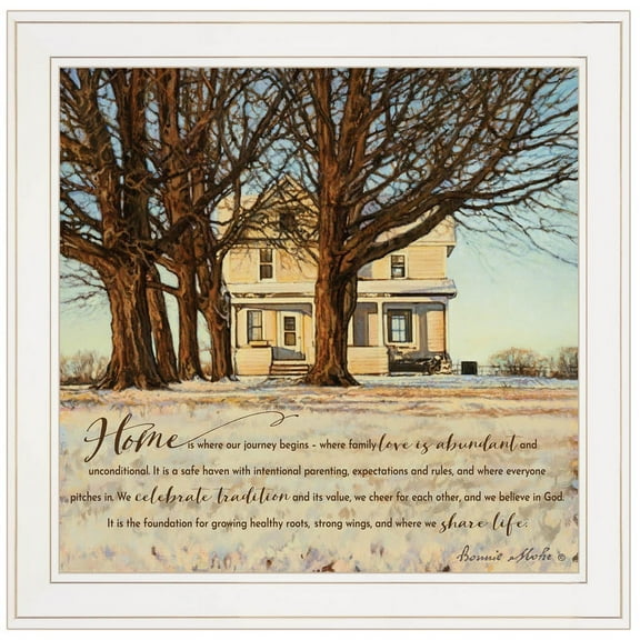 Home By Bonnie Mohr Printed White Framed Wall Art Wood Multi-Color
