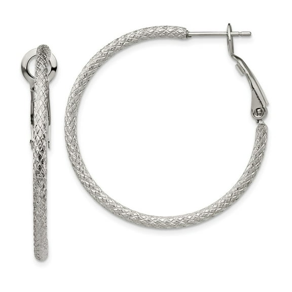 Primal Steel Stainless Steel Textured 2.00mm Hoop Earrings