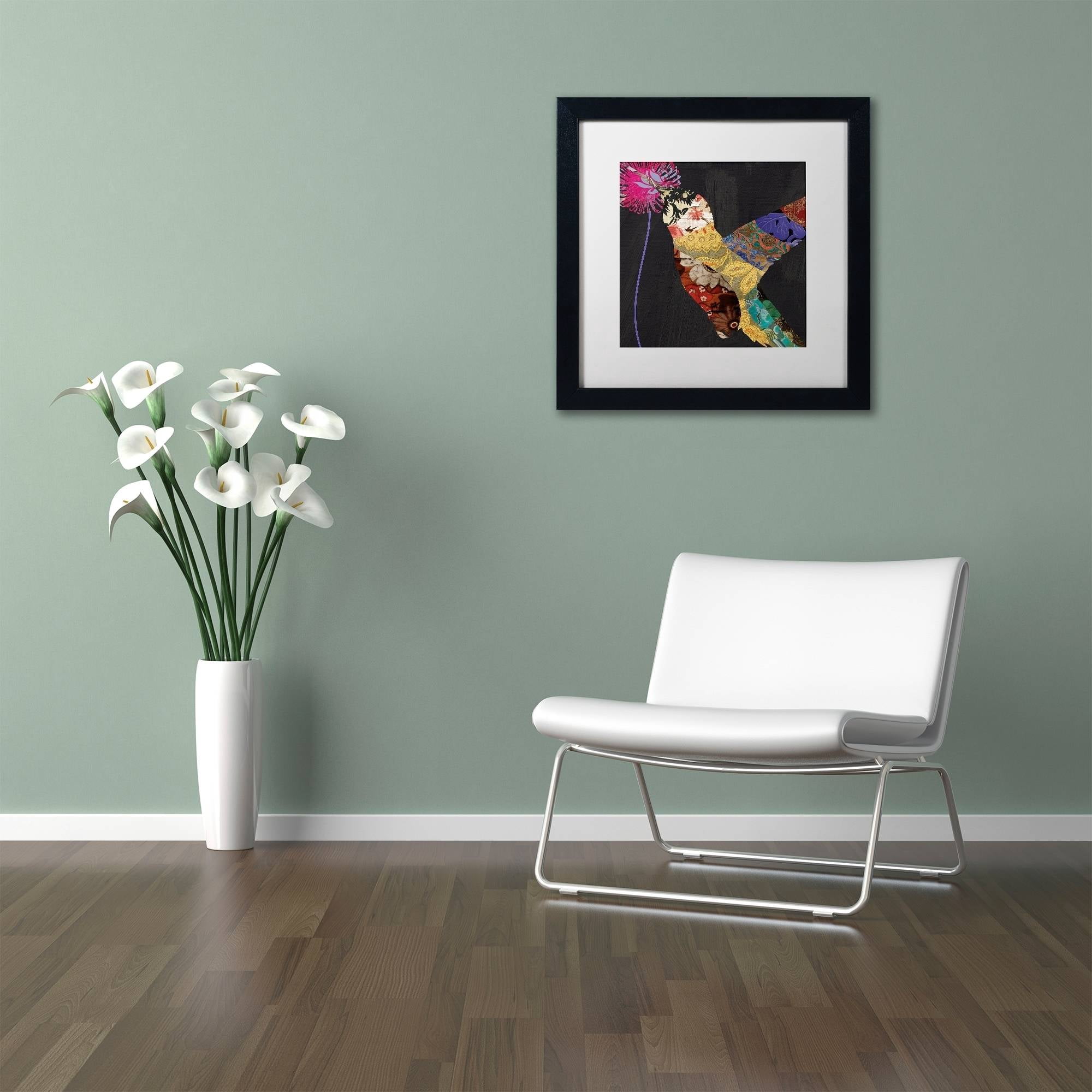 Trademark Fine Art "Hummingbird Brocade  II" Canvas Art by Color Bakery White Matte, Black Frame