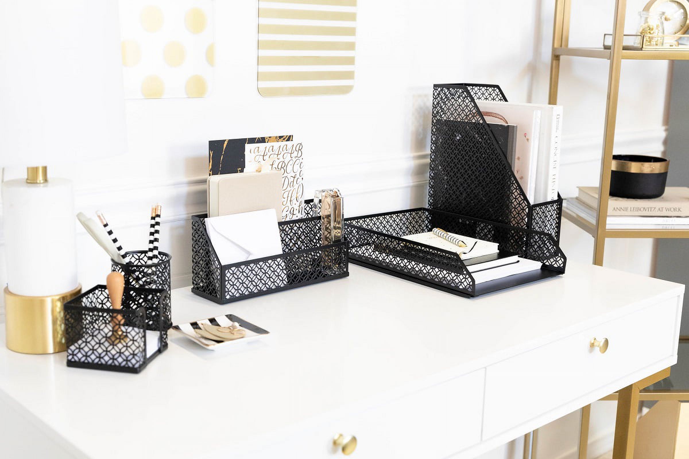 Blu Monaco Black 6 Piece Desk Accessories Set