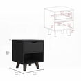 thumbnail image 6 of Crail Modern Nightstand with Drawer & Open Shelf - Wooden Legs, 6 of 7