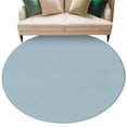thumbnail image 2 of Light Blue 7ft Round Rug, Farmhouse Solid Blue Color Modern Art Non-Skid Rubber Backing Large Area Rugs - Living Room Bedroom Home Office, Indoor Floor Mat Carpets Washable Rug, 2 of 9