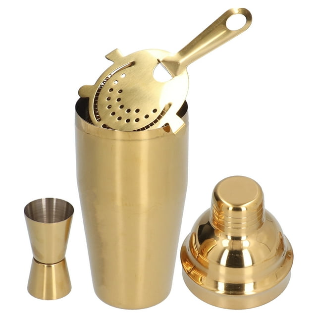 Ensemble de Cocktail à la Mode 750ml Barware Kit d'Outils en Acier Inoxydable avec Tamis Mesure Tasse Shaker pour Barman BarGolden Ensemble