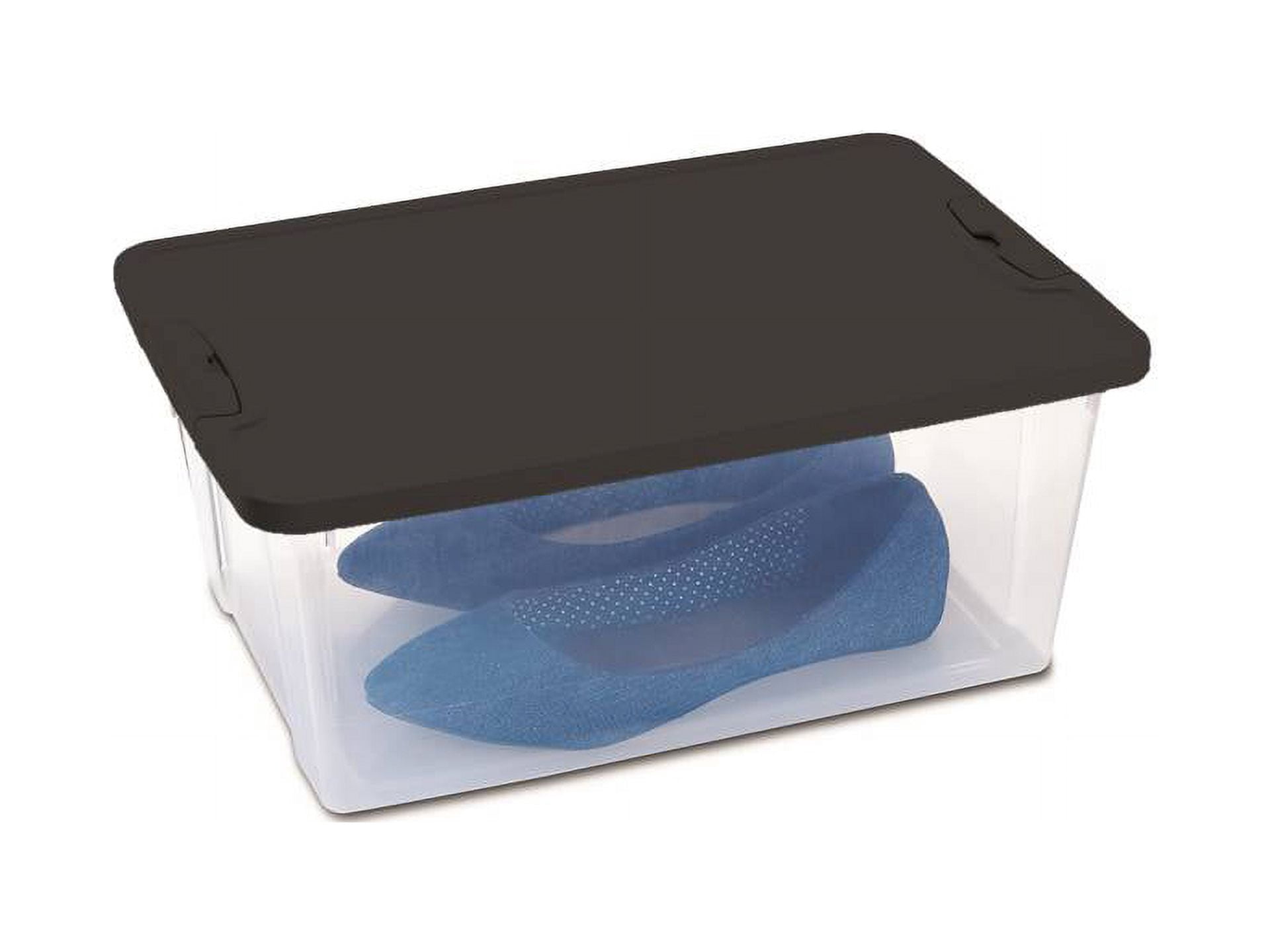 Mainstays 15 Quart Latching Clear Storage Container with Black Lid, Set of 4