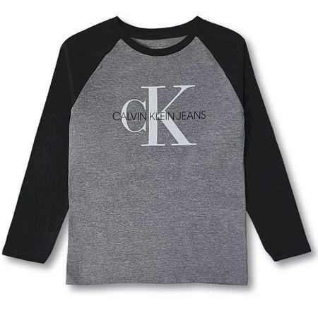 Calvin Klein Jeans Little Boy's Logo Print Colo Block Long Sleeves Cotton T-shirt